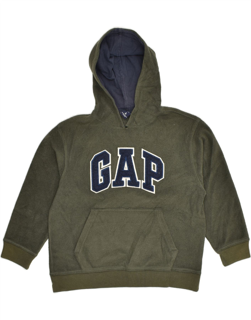 GAP Boys Graphic Hooded Fleece Jumper 7-8 Years Khaki Polyester | Vintage Gap | Thrift | Second-Hand Gap | Used Clothing | Messina Hembry 