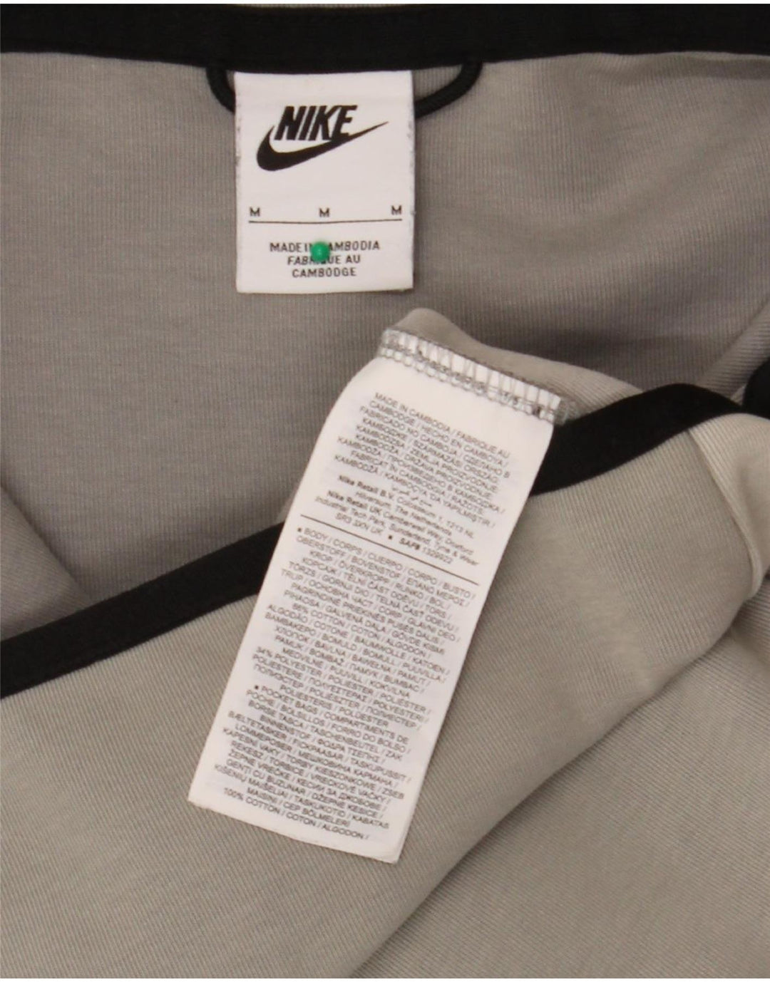 Nike Mens Zip Hoodie Sweater Medium Grey Colourblock Cotton
