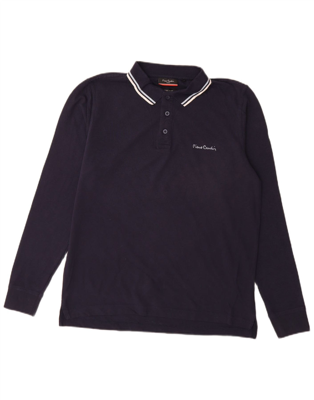 Pierre Cardin Mens Long Sleeve Regular Fit Polo Shirt Medium Navy Blue
