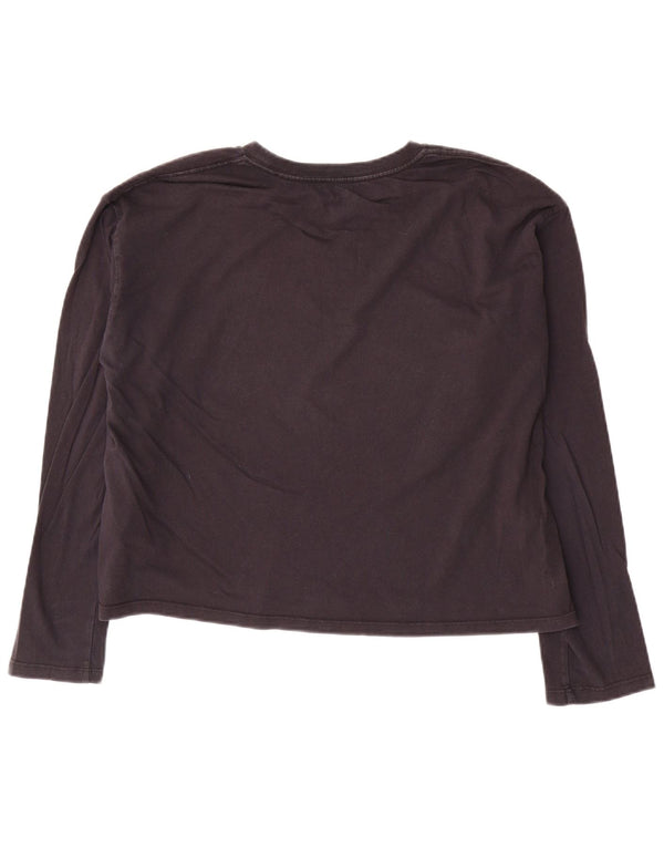 Levi's Womens Crop Top Long Sleeve UK 14 Medium Navy Blue Cotton