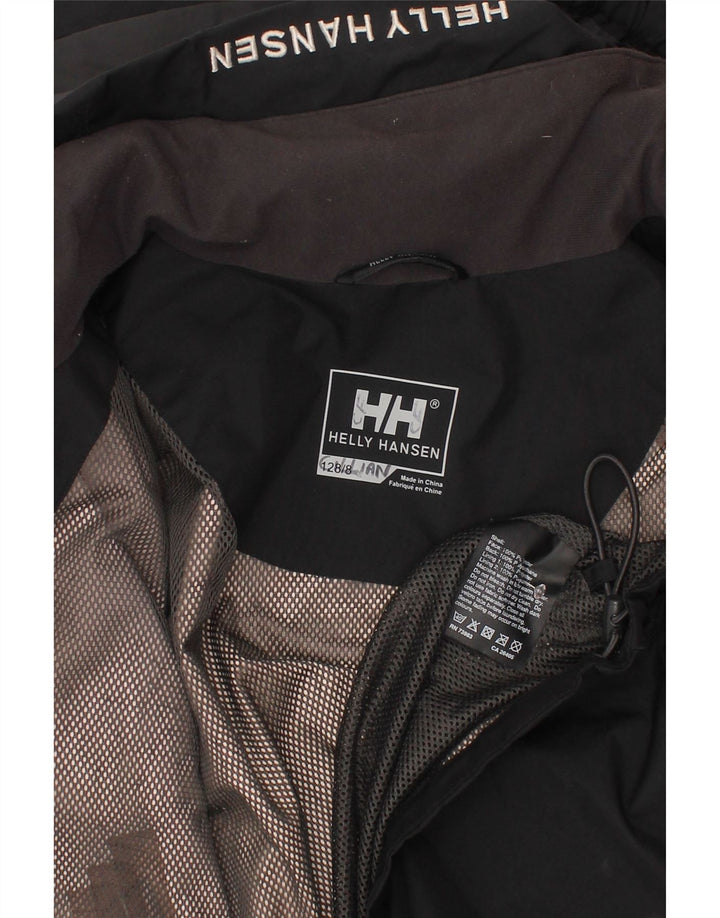 Helly Hansen Boys Hooded Windbreaker Jacket 7-8 Years Black Polyester