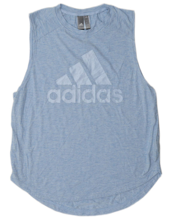 Adidas Womens Graphic Vest Top UK 16/18 Large Blue Cotton