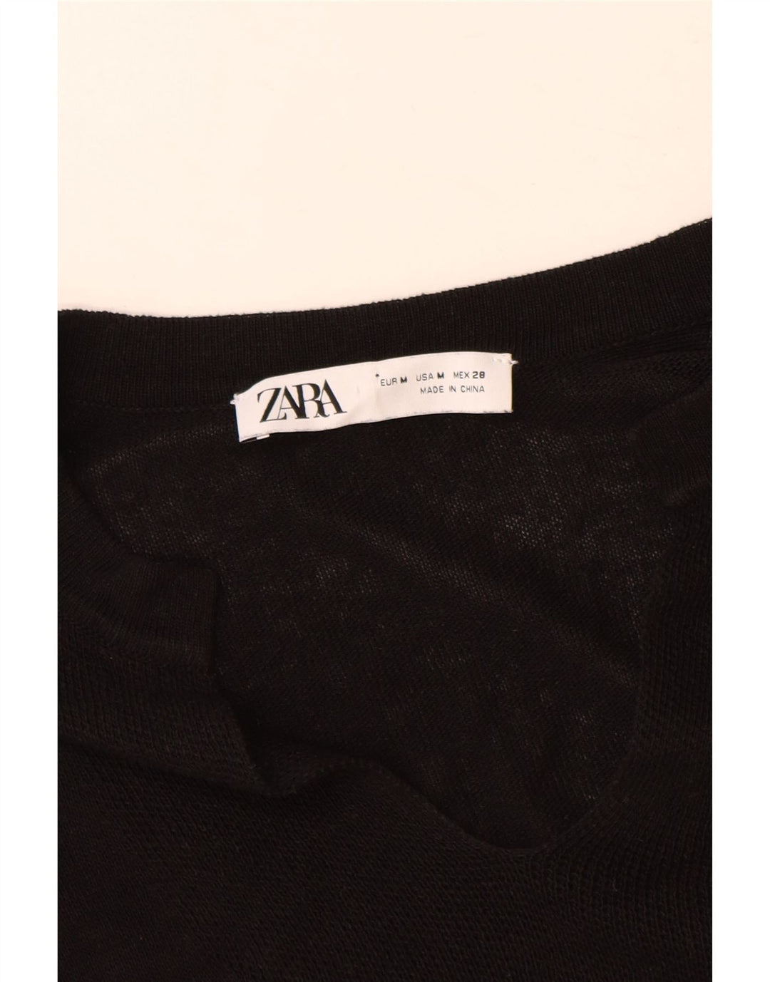 Zara Womens Oversized 3/4 Sleeve V-Neck Jumper Sweater UK 14 Medium Black