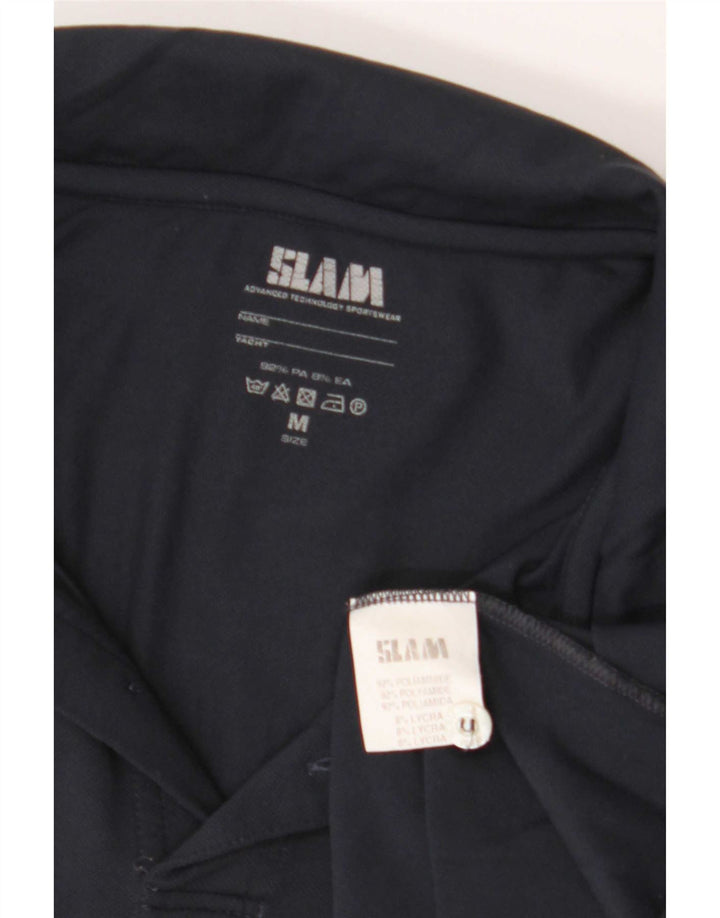 Slam Mens Graphic Polo Shirt Medium Navy Blue Polyamide