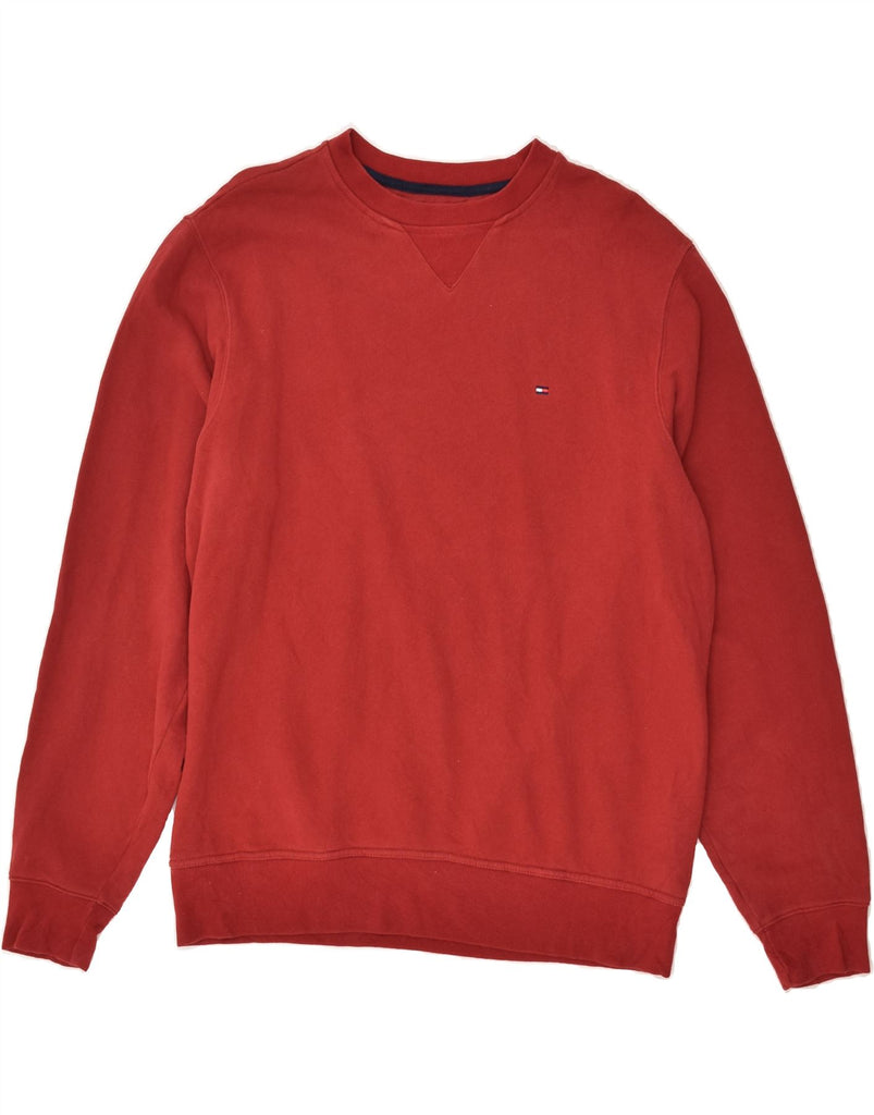 TOMMY HILFIGER Mens Sweatshirt Jumper Small Red Cotton | Vintage Tommy Hilfiger | Thrift | Second-Hand Tommy Hilfiger | Used Clothing | Messina Hembry 