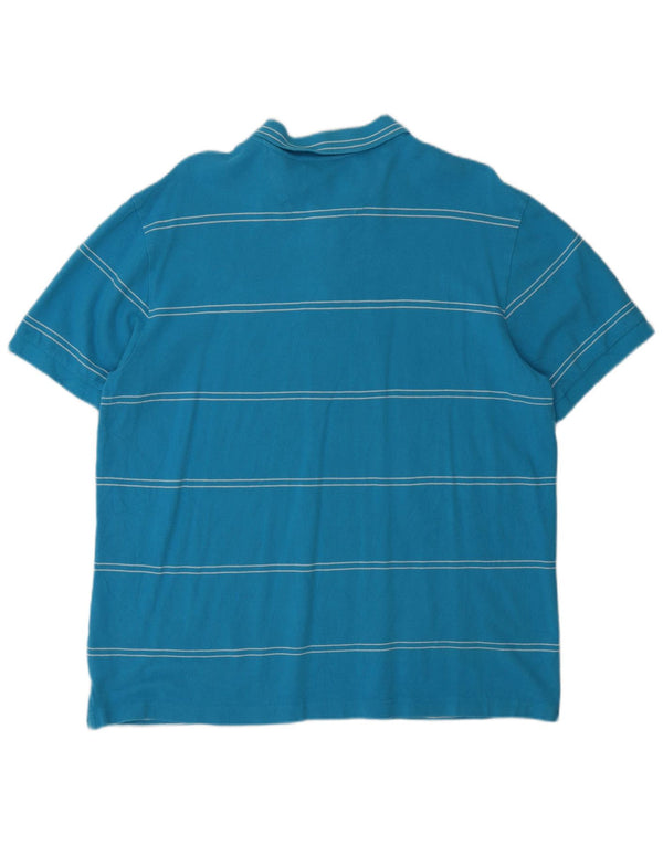 Chaps Mens Polo Shirt XL Blue Striped Cotton