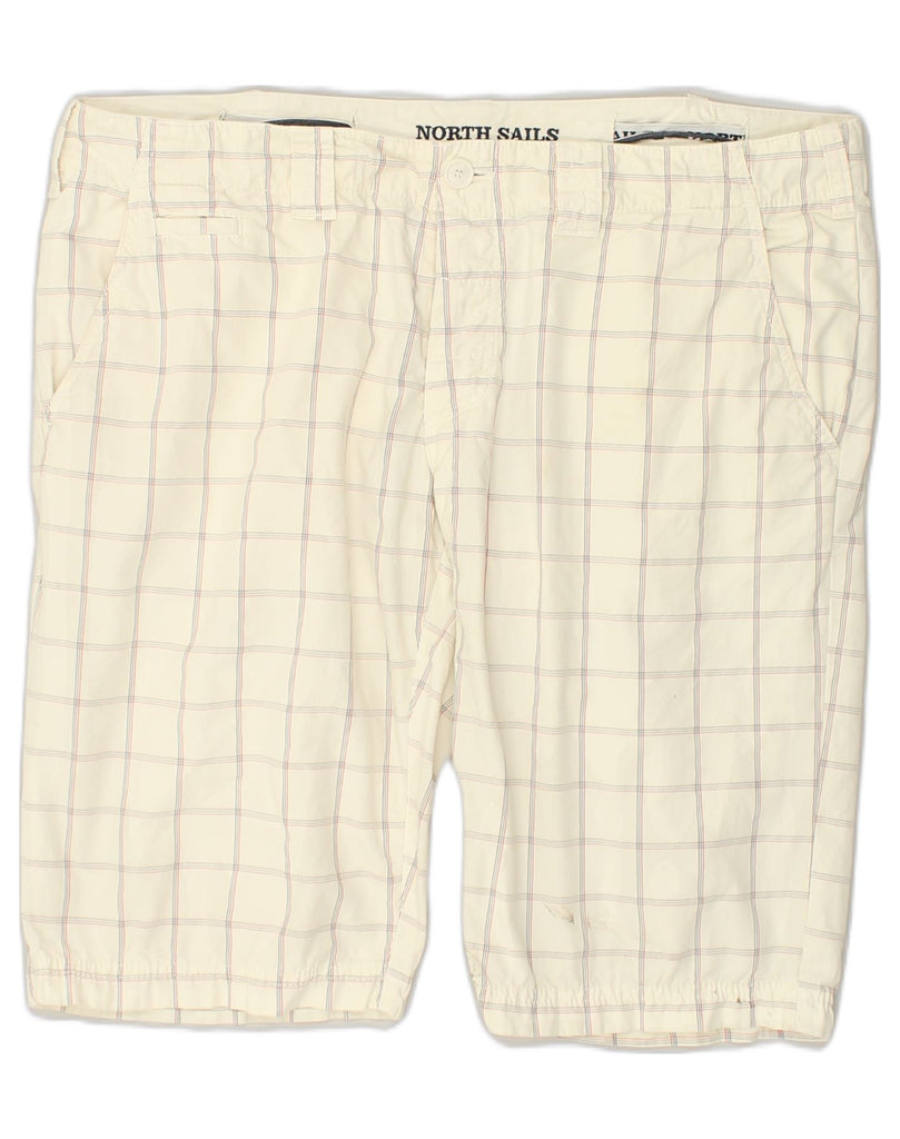 NORTH SAILS Mens Chino Shorts W42 2XL Off White Check Cotton | Vintage North Sails | Thrift | Second-Hand North Sails | Used Clothing | Messina Hembry 