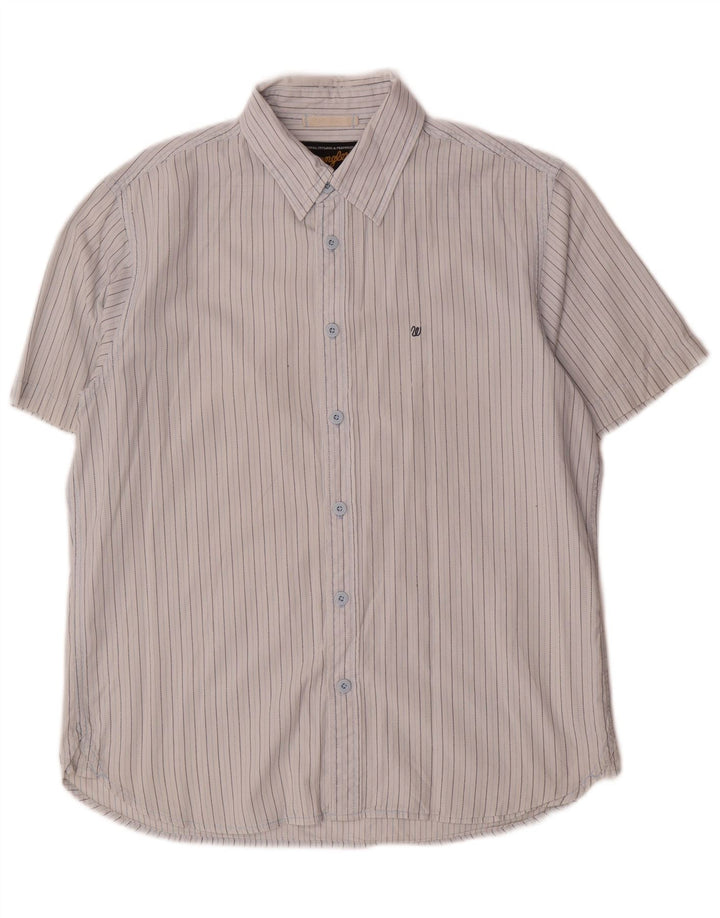 WRANGLER Mens Short Sleeve Shirt Medium White Striped