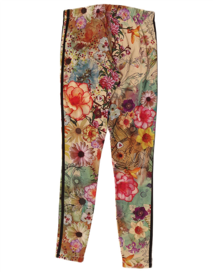 Adidas Womens Leggings UK 14 Medium Multicoloured Floral Polyester