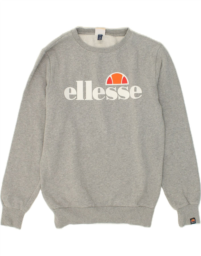 ELLESSE Womens Graphic Sweatshirt Jumper UK 8 Small Grey Cotton | Vintage Ellesse | Thrift | Second-Hand Ellesse | Used Clothing | Messina Hembry 