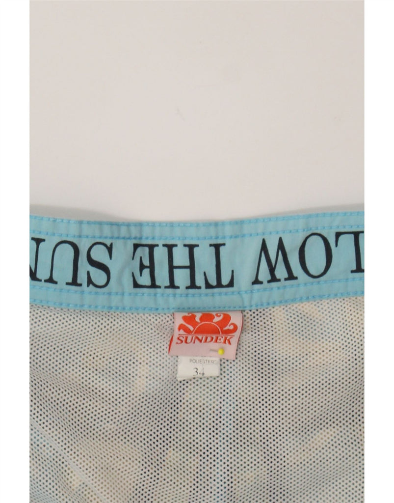 SUNDEK Mens Swimming Shorts Large  Blue Floral Polyester Vintage Sundek and Second-Hand Sundek from Messina Hembry 