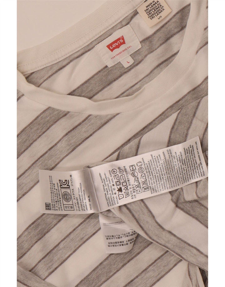 Levi's Mens T-Shirt Top Large Grey Striped Cotton