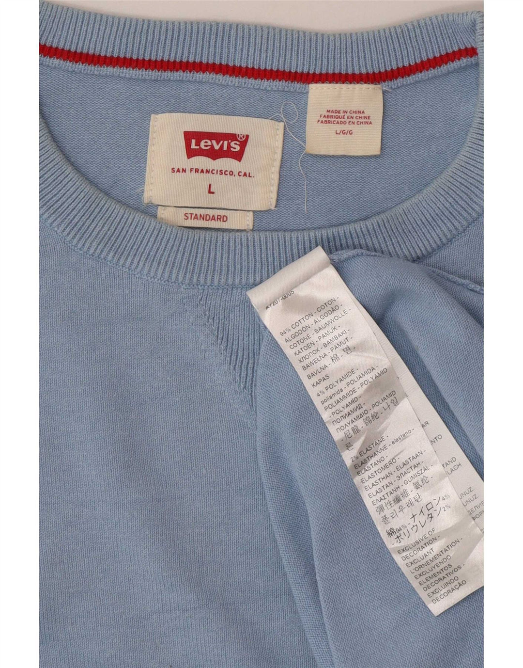 Levi's Mens Crew Neck Jumper Sweater Large Blue Cotton