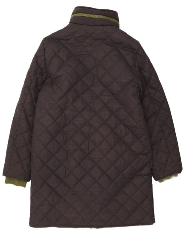 White Stuff Womens Hooded Quilted Overcoat UK 10 Small Grey Polyester