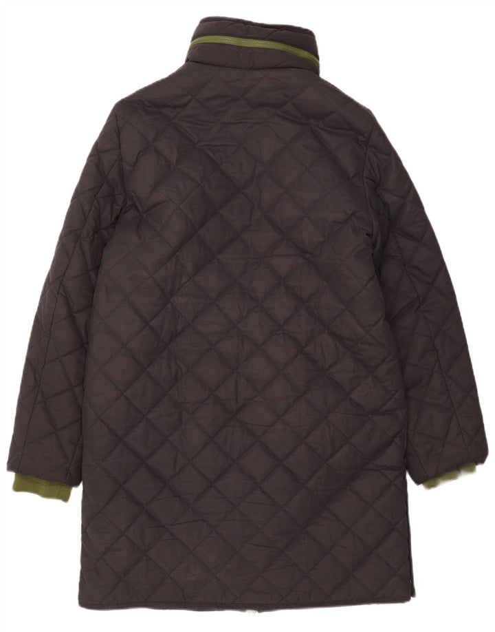 White Stuff Womens Hooded Quilted Overcoat UK 10 Small Grey Polyester