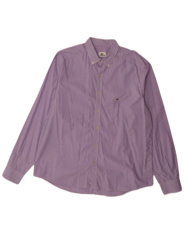 Lacoste Mens Shirt Size 45 XL Purple Pinstripe Cotton
