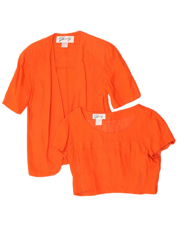 Genny Womens 2 Piece Set US 10 Large Orange Linen