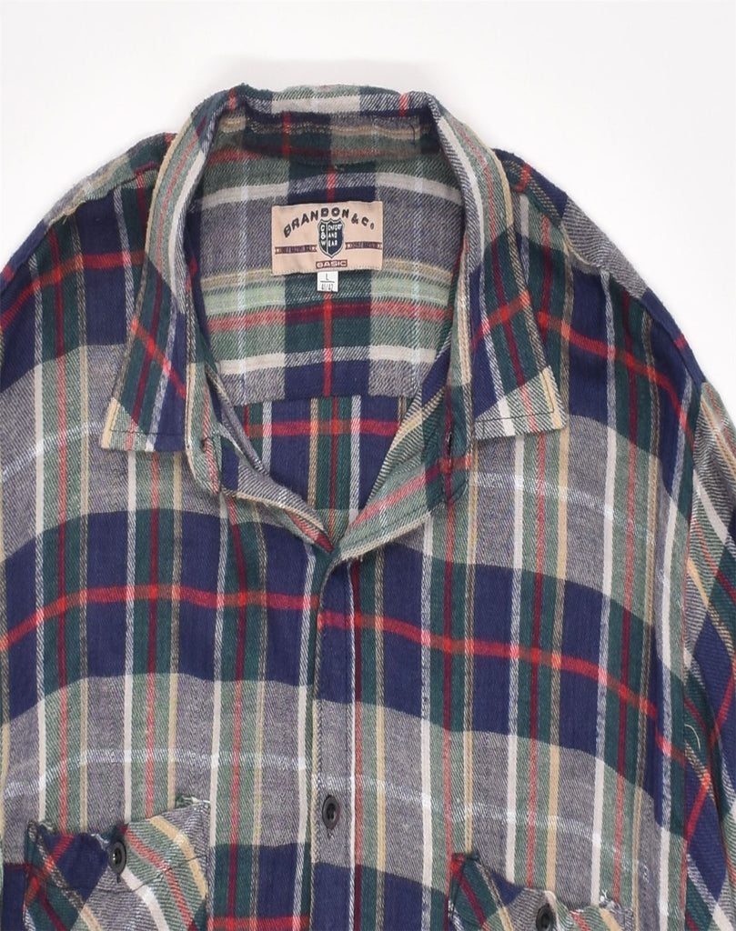 BRANDON & C Mens Basic Flannel Shirt Size 41/42 Large Grey Check Cotton | Vintage | Thrift | Second-Hand | Used Clothing | Messina Hembry 