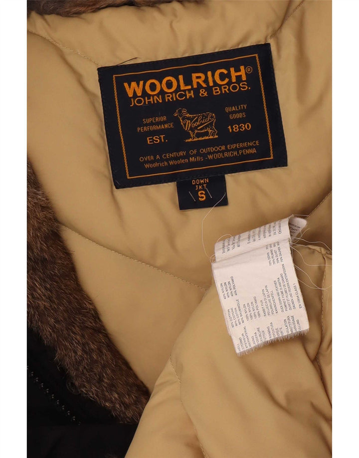Woolrich Womens Hooded Padded Coat UK 10 Small Black Cotton
