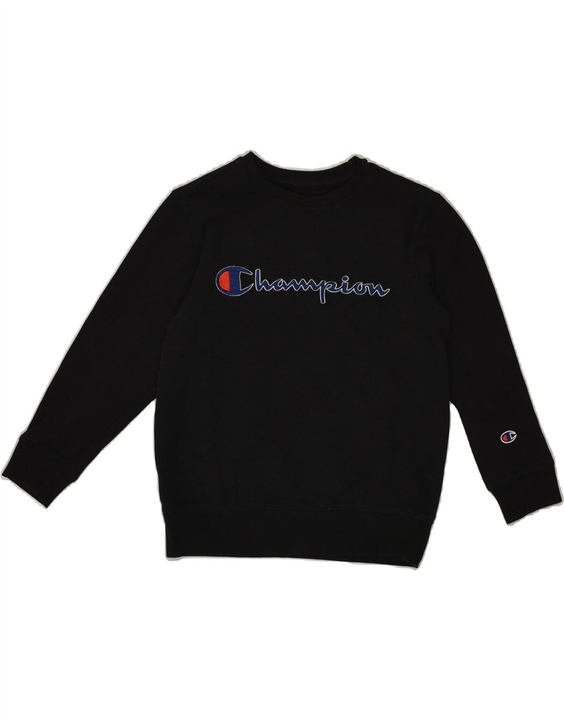 CHAMPION Boys Graphic Sweatshirt Jumper 8-9 Years Small Black | Vintage Champion | Thrift | Second-Hand Champion | Used Clothing | Messina Hembry 