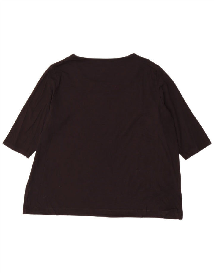 MARKS & SPENCER Womens Top 3/4 Sleeve UK 24 4XL Black Viscose