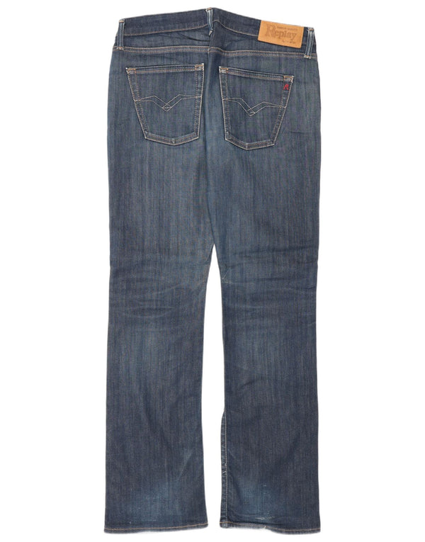 Replay Womens Bootcut Jeans W30 L32 Navy Blue Cotton