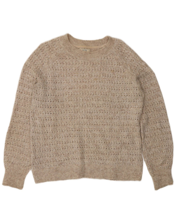 Fat Face Womens Oversized Boat Neck Jumper Sweater UK 8 Small Beige Nylon