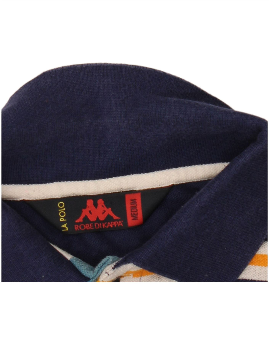 Kappa Mens Polo Shirt Medium Navy Blue Striped
