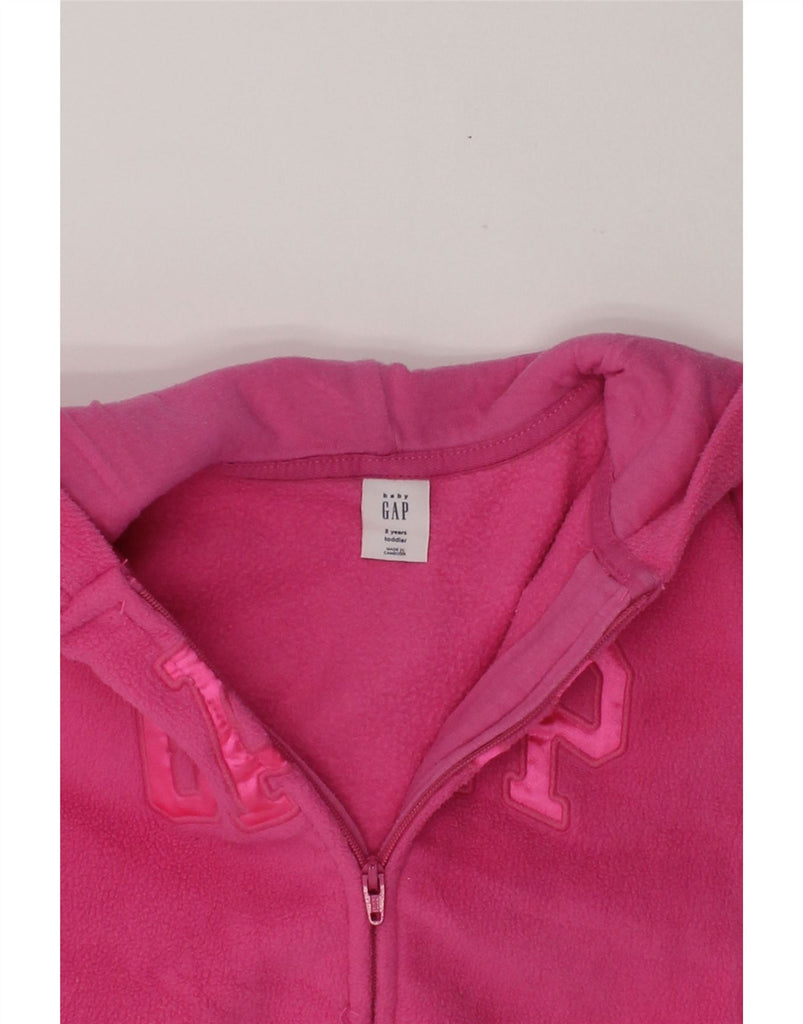 GAP Baby Girls Graphic Hooded Fleece Jacket 18-24 Months Pink Polyester | Vintage Gap | Thrift | Second-Hand Gap | Used Clothing | Messina Hembry 