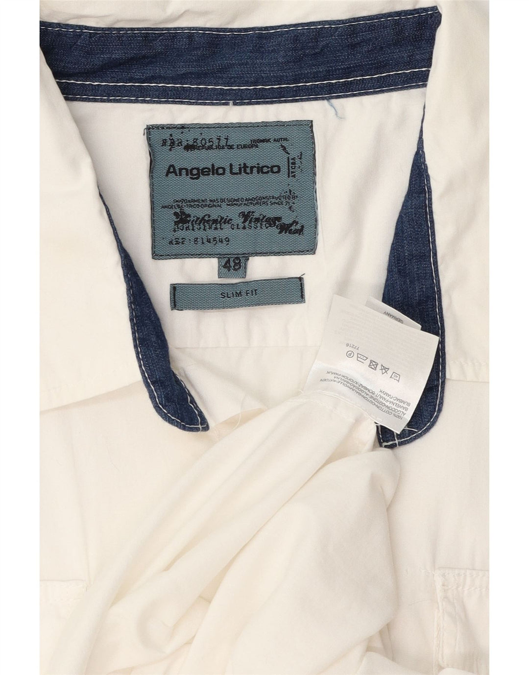 Angelo Litrico Mens Short Sleeve Slim Fit Shirt IT 48 Medium White Cotton