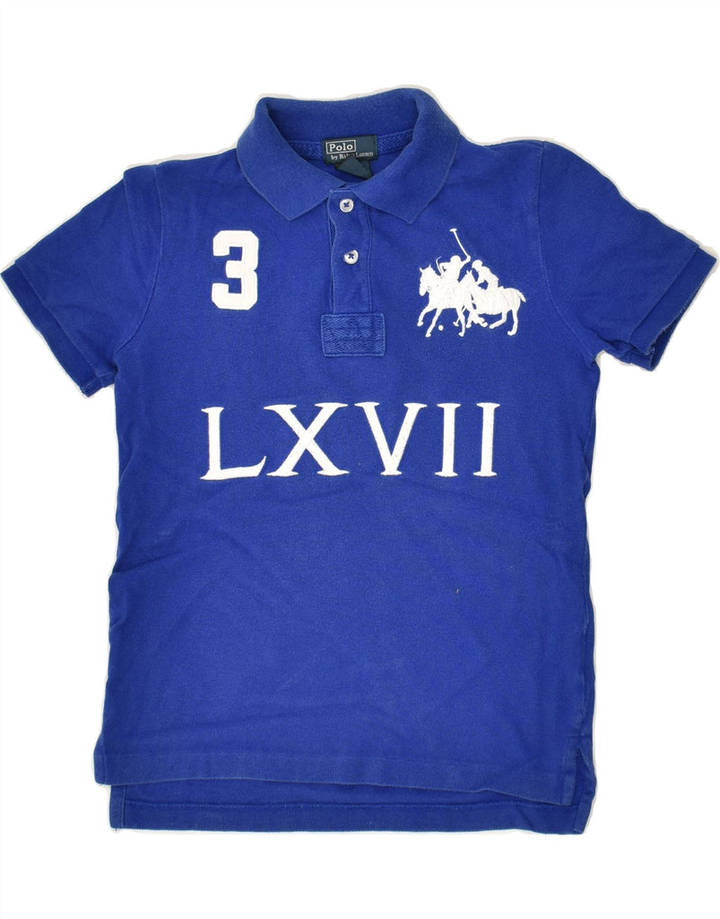 POLO RALPH LAUREN Boys Graphic Rugby Polo Shirt 6-7 Years Blue Cotton | Vintage Polo Ralph Lauren | Thrift | Second-Hand Polo Ralph Lauren | Used Clothing | Messina Hembry 