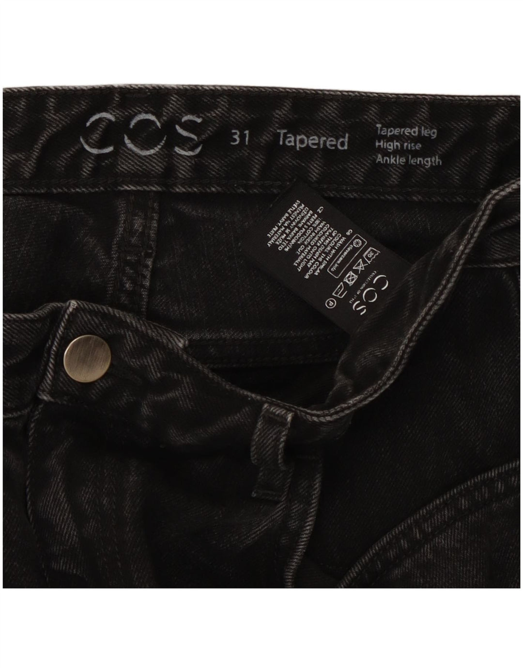 COS Womens High Rise Tapered Jeans W31 L30 Black Cotton