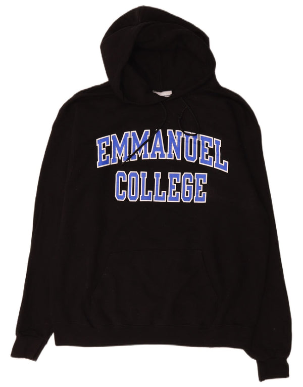 Champion Mens Graphic Hoodie Jumper Large Black Cotton