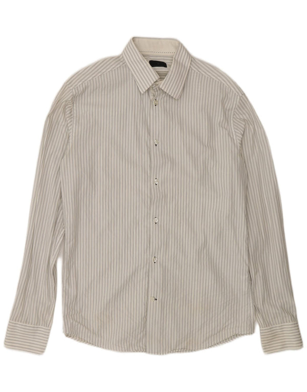 Jack & Jones Mens Shirt Medium White Pinstripe Cotton