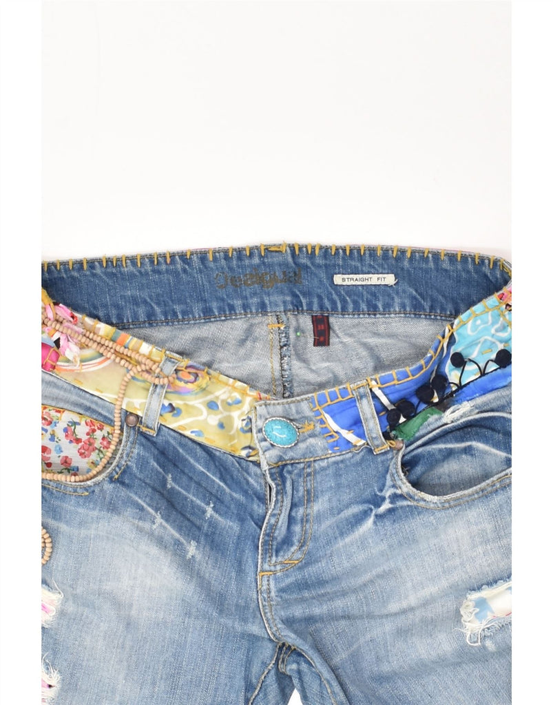 DESIGUAL Womens Distressed Straight Jeans EU 38 Medium W32 L33  Blue | Vintage Desigual | Thrift | Second-Hand Desigual | Used Clothing | Messina Hembry 