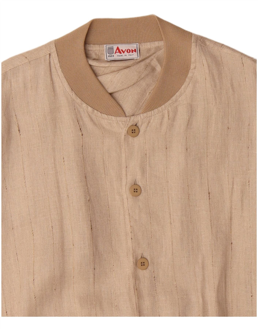 VINTAGE Mens Bomber Jacket UK 42 XL Beige Pinstripe Linen