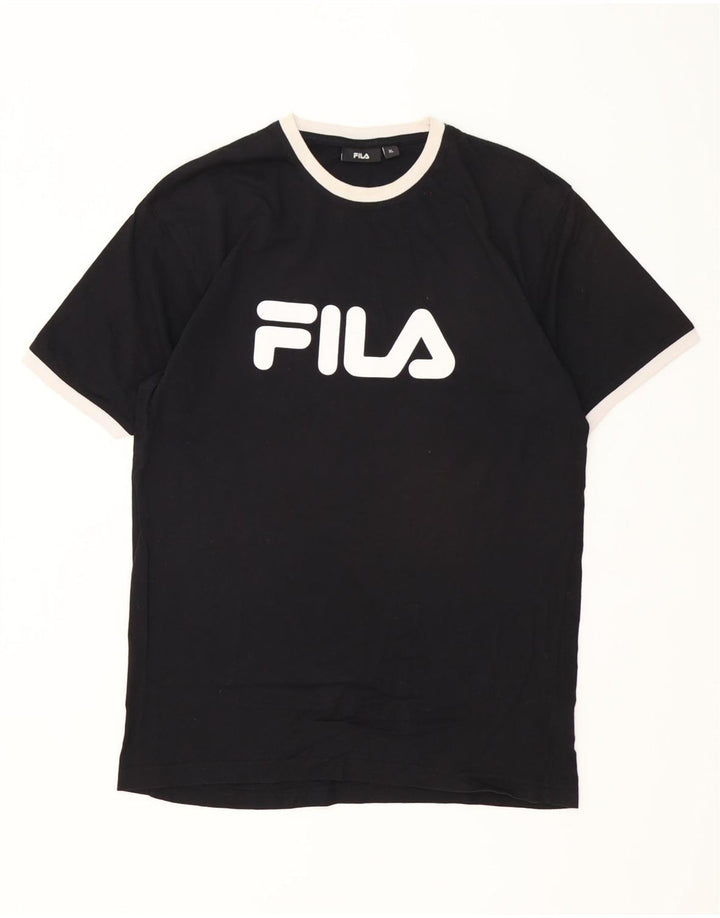 Fila Mens Graphic T-Shirt Top XL Black Cotton