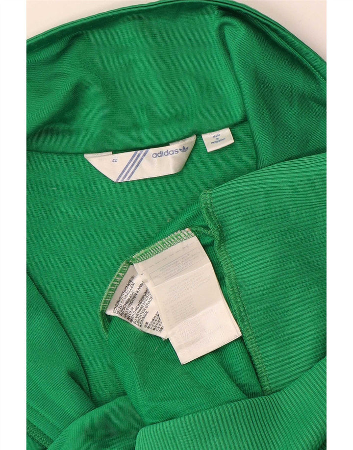 Adidas Womens Graphic Tracksuit Top Jacket IT 42 Medium Green Polyester
