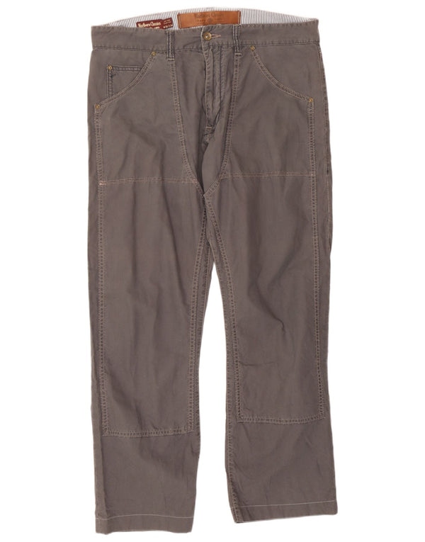 Marlboro Classics Mens Straight Casual Trousers W36 L30 Grey Cotton