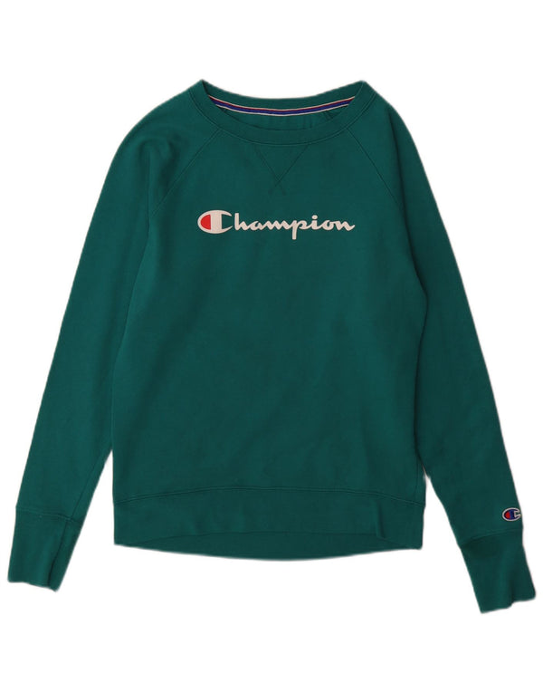 Champion Mens Graphic Sweatshirt Jumper Small Green Polyester
