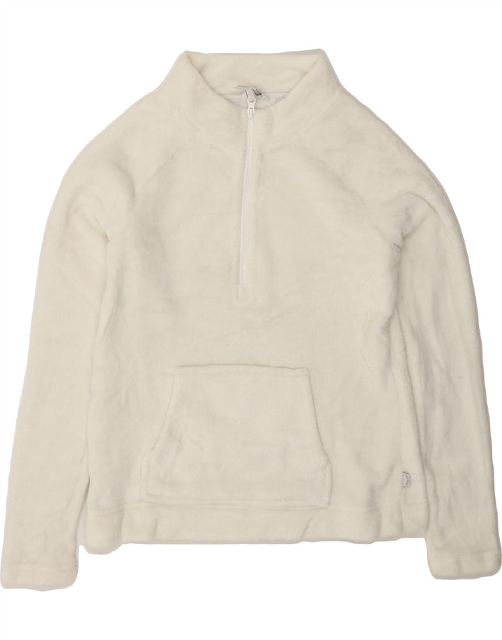 FAT FACE Womens Zip Neck Fleece Jumper UK 8 Small White Polyester Vintage Fat Face and Second-Hand Fat Face from Messina Hembry 