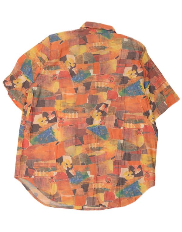 Vintage Womens Abstract Pattern Short Sleeve Shirt UK 20 2XL Multicoloured