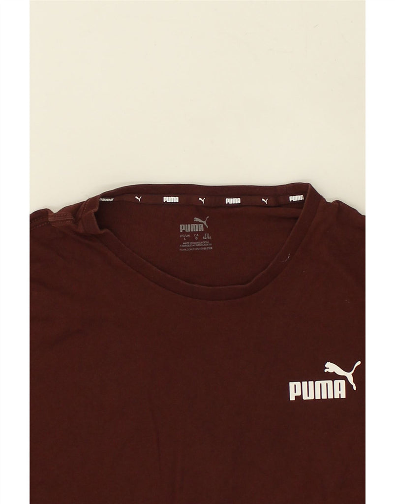 PUMA Mens T-Shirt Top Large Maroon Cotton | Vintage Puma | Thrift | Second-Hand Puma | Used Clothing | Messina Hembry 