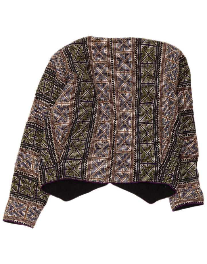 Vintage Womens Crop Blazer Jacket UK 14 Medium Multicoloured Geometric