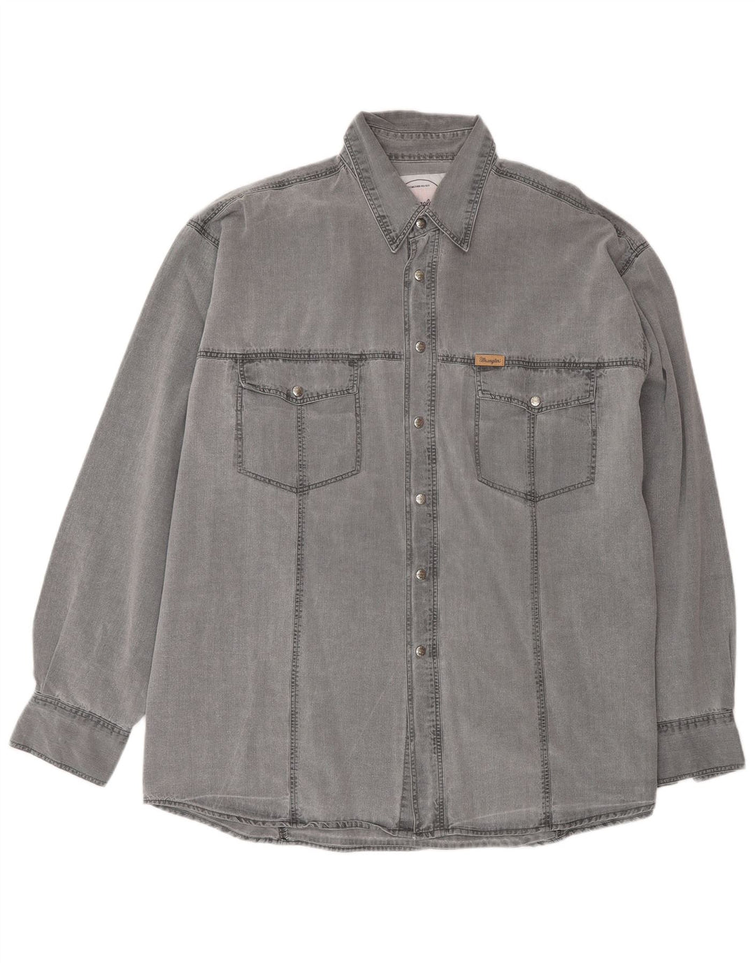 Wrangler Mens Denim Shirt XL Grey Cotton