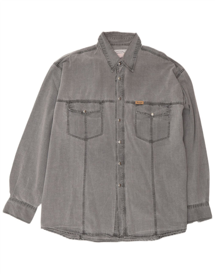 Wrangler Mens Denim Shirt XL Grey Cotton