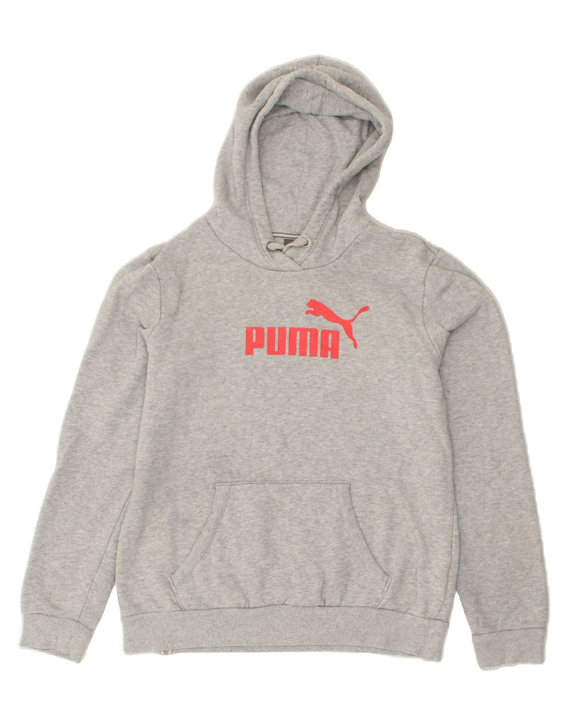 PUMA Womens Graphic Hoodie Jumper UK 12 Medium  Grey Cotton | Vintage Puma | Thrift | Second-Hand Puma | Used Clothing | Messina Hembry 
