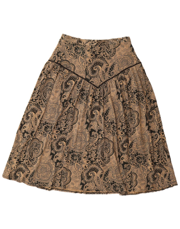 VINTAGE Womens High Waist A-Line Skirt IT 46 Large W28  Brown Paisley