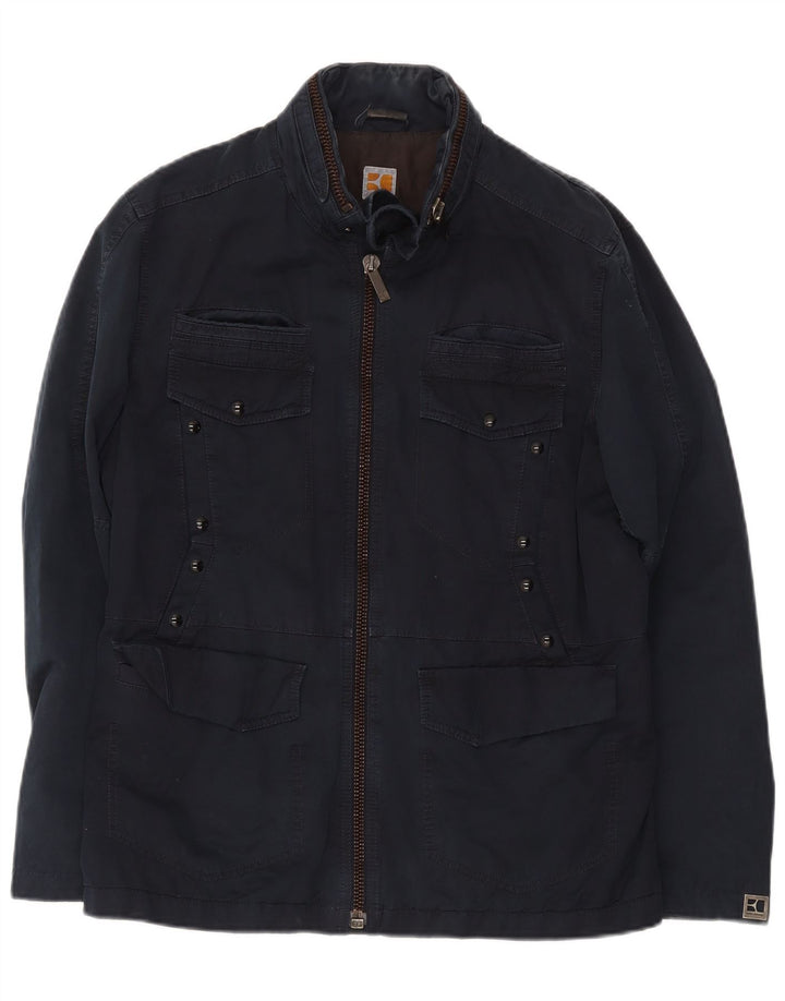 Hugo Boss Mens Hooded Utility Jacket UK 38 Medium Navy Blue