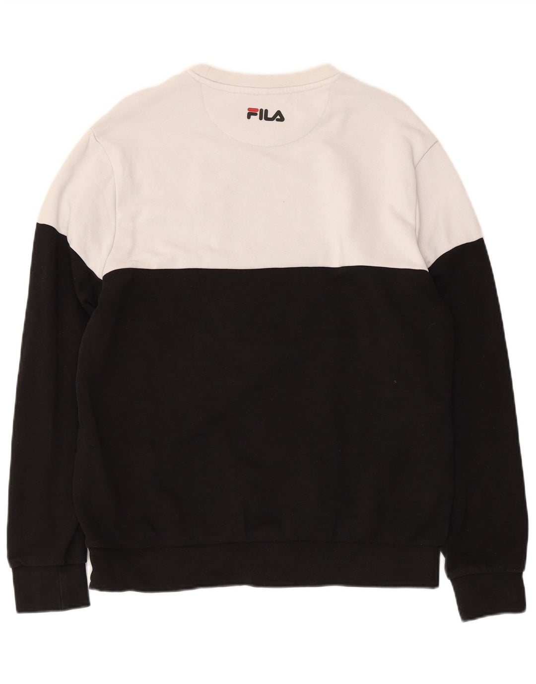 FILA Womens Graphic Sweatshirt Jumper UK 14 Medium Black Colourblock